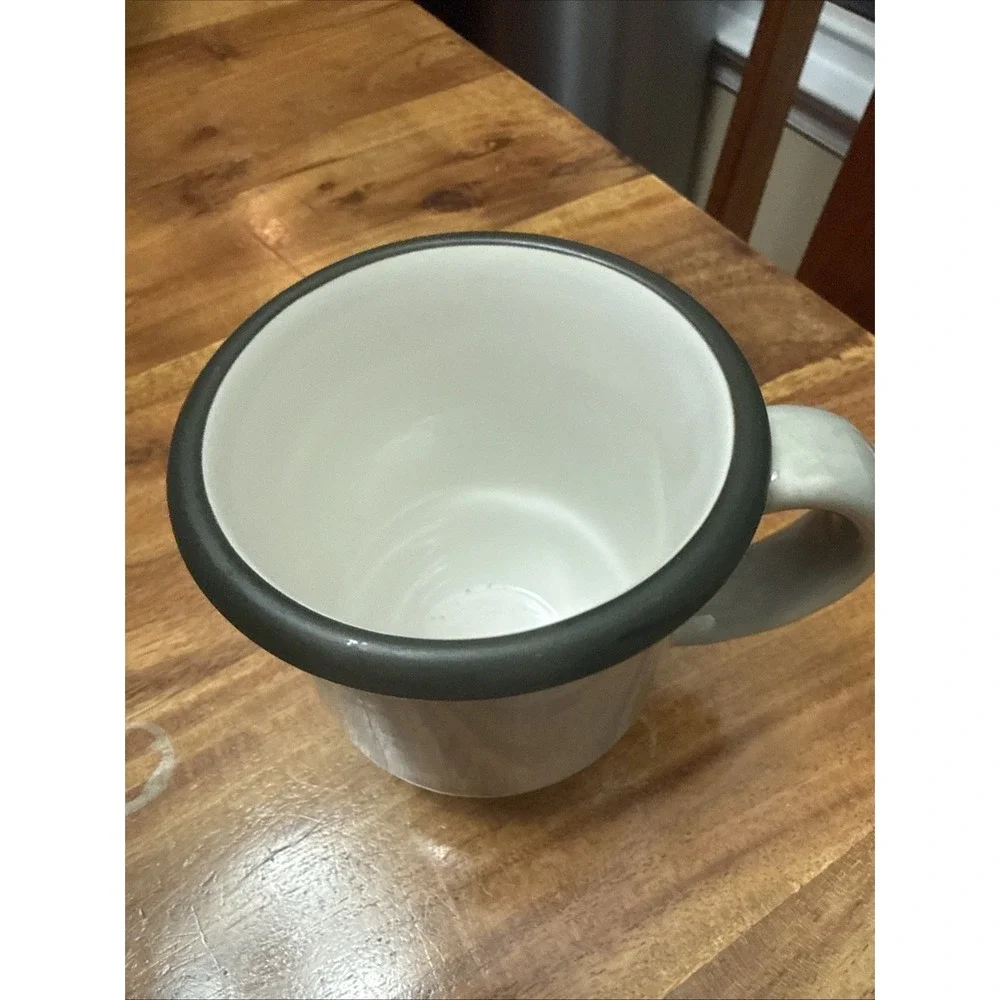 DANSK STACKING STRIPE DOVE GREY Coffee MUG 4 1/4